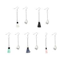 Zinc Alloy Drop Earrings with acrylic rhinestone & PU Leather iron earring hook platinum color plated for woman lead & cadmium free 90mm 70mm Sold By Pair