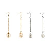 Zinc Alloy Drop Earrings with ABS Plastic Pearl iron earring hook plated for woman lead & cadmium free 85mm Sold By Pair