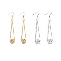 Rhinestone Earring Zinc Alloy iron earring hook plated for woman & with rhinestone lead & cadmium free 75mm Sold By Pair