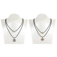Zinc Alloy Jewelry Necklace with acrylic rhinestone & Waxed Linen Cord with 5cm extender chain Flower plated for woman & with rhinestone & multi-strand lead & cadmium free 22mm Sold Per Approx 17.5 Inch Strand