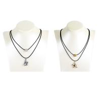 Zinc Alloy Jewelry Necklace with acrylic rhinestone & Waxed Linen Cord with 5cm extender chain Butterfly plated for woman & with rhinestone & multi-strand lead & cadmium free 20mm Sold Per Approx 17.5 Inch Strand