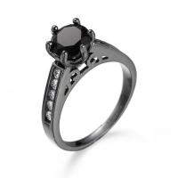 Cubic Zircon Brass Finger Ring, plumbum black color plated, Unisex & different size for choice & with cubic zirconia, nickel, lead & cadmium free, Sold By PC