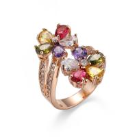 Cubic Zircon Brass prst prsten, Mosaz, barva růže pozlacené, unisex & různé velikosti pro výběr & se zirkony, nikl, olovo a kadmium zdarma, Prodáno By PC