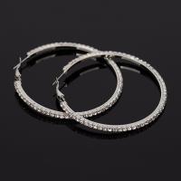 Rhinestone Earring Zinc Alloy stainless steel post pin plated for woman & with rhinestone lead & cadmium free 55mm Sold By Pair