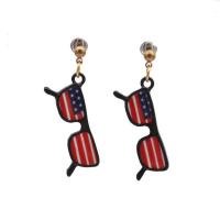 Zinc Alloy Drop Earring stainless steel post pin Glasses gold color plated for woman & enamel lead & cadmium free Sold By Pair