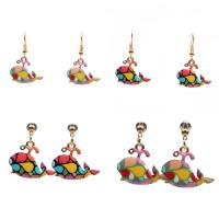 Zinc Alloy Drop Earring iron earring hook Dolphin gold color plated & for woman & enamel lead & cadmium free Sold By Pair