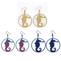 Stainless Steel Drop Earring iron earring hook Seahorse painted for woman Sold By Pair