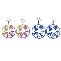 Stainless Steel Drop Earring, iron earring hook, painted, for woman, more colors for choice, 48x45mm, Sold By Pair