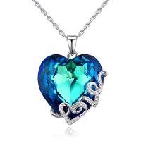 CRYSTALLIZED™ Element Crystal Necklace, with Tibetan Style, with 5cm extender chain, Heart, platinum plated, 40cm, Sold Per Approx 15.75 Inch Strand