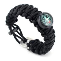 Bracelets de survie, corde en nylon, avec acier inoxydable, avec allume-feu & avec boussole & unisexe, plus de couleurs à choisir, 4mm, 25mm, Vendu par Environ 8.5 brin
