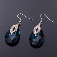 Zinc Alloy Drop Earring with Glass gold color plated for woman & faceted lead & cadmium free 10-15mm Sold By Pair