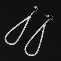 Rhinestone Earring Zinc Alloy iron earring hook plated for woman & with rhinestone lead & cadmium free Sold By Pair