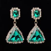 Rhinestone Earring Zinc Alloy with Glass stainless steel post pin gold color plated for woman & faceted & with rhinestone lead & cadmium free Sold By Pair