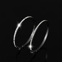 Stainless Steel Hoop Earring Zinc Alloy stainless steel post pin plated for woman & with rhinestone lead & cadmium free Sold By Pair