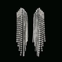 Fashion Fringe Earrings Zinc Alloy stainless steel post pin platinum color plated for woman & with rhinestone lead & cadmium free Sold By Pair