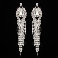 Fashion Fringe Earrings Zinc Alloy with Glass stainless steel post pin plated for woman & faceted & with rhinestone lead & cadmium free 15-28mm Sold By Pair
