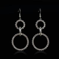 Rhinestone Earring Zinc Alloy iron earring hook platinum color plated for woman & with rhinestone lead & cadmium free 10-34mm Sold By Pair