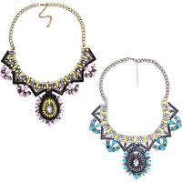 Fashion Statement Necklace Zinc Alloy with Crystal & Resin with 3.1lnch extender chain plated Bohemian style & curb chain & for woman & faceted & with rhinestone nickel lead & cadmium free 44mm Sold Per Approx 19.4 Inch Strand
