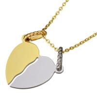 Stainless Steel Jewelry Necklace, Heart, plated, oval chain & for woman & two tone, 27.5x25mm, 2mm, Sold Per Approx 20 Inch Strand