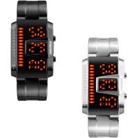 SKmei® Reloj para hombre, acero inoxidable, con dial de aleación de cinc & Vidrio, chapado, con luz LED & 50M impermeable & ajustable, más colores para la opción, 51x32x15mm, longitud:aproximado 7.6 Inch, Vendido por UD