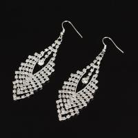 Rhinestone Earring Zinc Alloy iron earring hook plated for woman & with rhinestone lead & cadmium free 10-38mm Sold By Pair