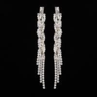 Rhinestone Earring Zinc Alloy iron earring hook plated for woman & with rhinestone lead & cadmium free 10-45mm Sold By Pair