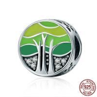 Thailand Sterling Silver European Bead Tree without troll & enamel & with cubic zirconia & hollow Approx 4.5-5mm Sold By PC