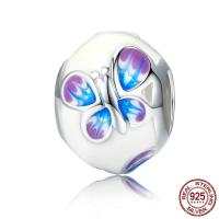 925 Sterling Silver European Beads platinum plated without troll & enamel Approx 4.5-5mm Sold By PC