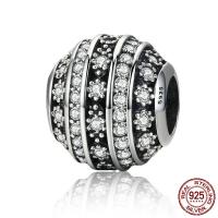 Thailand Sterling Silver European Bead without troll & with cubic zirconia Approx 4.5-5mm Sold By PC