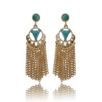 Fashion Fringe Earrings Zinc Alloy with Turquoise stainless steel post pin Tassel plated Bohemian style & for woman lead & cadmium free 60mm Sold By Pair