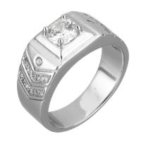 Cúbicos Circonia Micro Pave anillo de latón, metal, chapado en platina real, unisexo & diverso tamaño para la opción & con circonia cúbica, 9mm, Vendido por UD