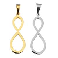 Stainless Steel Pendants, Infinity, plated, more colors for choice, 13x37x5mm, Hole:Approx 4x8mm, Sold By PC