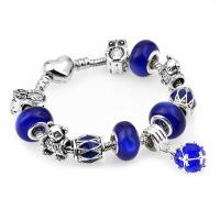 European Bracelet, Tibetan Style, with Crystal, plated, charm bracelet & different length for choice & snake chain & radiation protection & for woman & faceted & blacken, dark blue, 10mm, Sold By Strand