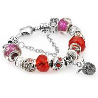 European Bracelet, Tibetan Style, with Crystal, plated, charm bracelet & different length for choice & snake chain & radiation protection & for woman & faceted & blacken, 8.5mm, Sold By Strand