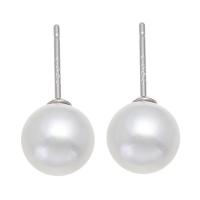 Freshwater Pearl Earrings, with Brass, for woman, white, 8mm, Sold By Pair