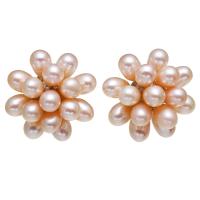 Freshwater Pearl Earrings, with Brass, for woman, more colors for choice, 24x14mm, Sold By Pair