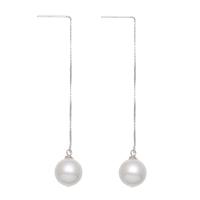 Freshwater Pearl Thread Through Earrings with Brass natural for woman white Sold By Pair