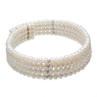 Perlas cultivadas de agua dulce Collar, Redondo aplanado, natural, para mujer, Blanco, 5x6mm, longitud:aproximado 14 Inch, Vendido por UD
