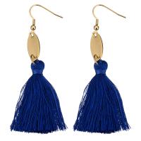 Fashion Fringe Earrings Stainless Steel with Nylon Cord Tassel gold color plated for woman 78mm 45mm Sold By Pair