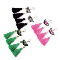 Fashion Fringe Earrings, Nylon Cord, with Crystal, iron earring lever back clip, for woman & faceted, more colors for choice, 15-40mm, Sold By Pair