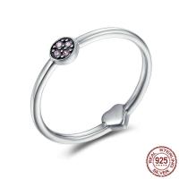 Thailand Sterling Silver Finger Ring, different size for choice & for woman & with cubic zirconia, 4x4mm, Sold By PC