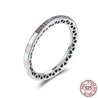Thailand Sterling Silver Finger Ring, different size for choice & for woman & enamel & with cubic zirconia, 2mm, Sold By PC