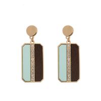 Zinc Alloy Drop Earring with Wood stainless steel post pin gold color plated for woman & with rhinestone lead & cadmium free Sold By Pair