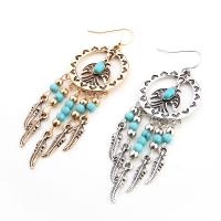 Fashion Fringe Earrings, Tibetan Style, with Turquoise, iron earring hook, Tassel, plated, for woman, more colors for choice, lead & cadmium free, 78mm, Sold By Pair
