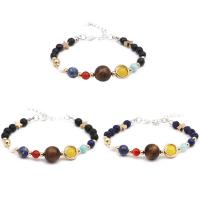 Gemstone Bracelets, with Tibetan Style, with 4cm extender chain, Unisex & different styles for choice, 8mm, Sold Per Approx 7.5 Inch Strand