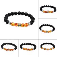 Lava Bracelet, with Amber & Tibetan Style, Unisex & different styles for choice & enamel, 8mm, Sold Per Approx 7.5 Inch Strand