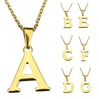 Stainless Steel Jewelry Necklace, with 1Inch extender chain, Letter, gold color plated, oval chain & different styles for choice & for woman, 7-22x19-21mm, 2mm, Sold Per Approx 18 Inch Strand