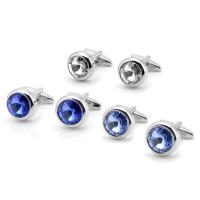 Cufflinks Brass with CRYSTALLIZED™ Flat Round platinum color plated for man nickel lead & cadmium free Sold By Pair