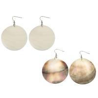 Shell Earrings, Stainless Steel, with Shell, Flat Round, different materials for choice & for woman, original color, Sold By Pair