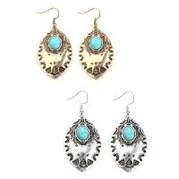 Turquoise Earring Zinc Alloy iron earring hook Oval plated Bohemian style & for woman lead & cadmium free Sold By Pair